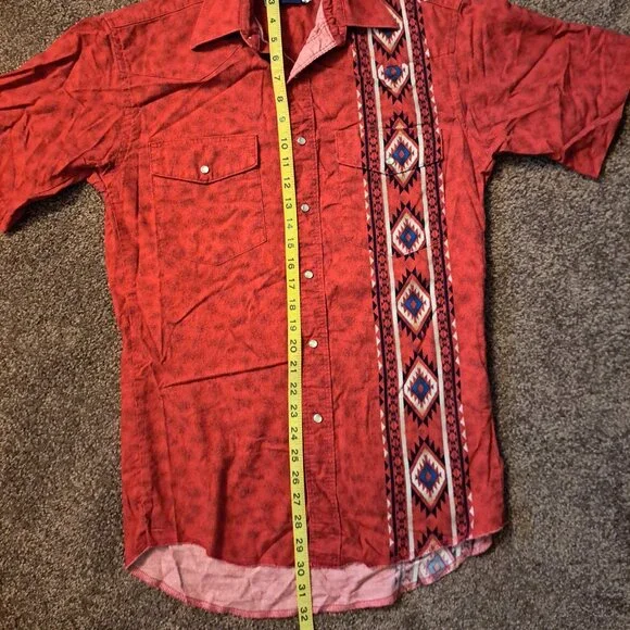Vintage 90s Wrangler Western Pearl Snap Shirt Navajo Design/Southwestern - Picture 3 of 8